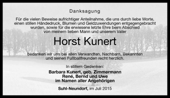 Traueranzeige von Horst Kunert von Südthüringer Presse