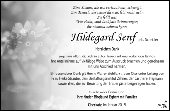 Traueranzeige von Hildegard Senf von Südthüringer Presse
