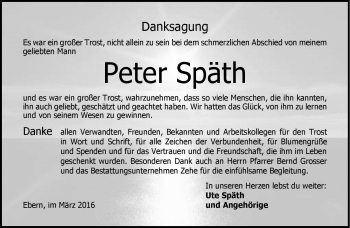 Traueranzeige von Peter Späth von Neue Presse Coburg