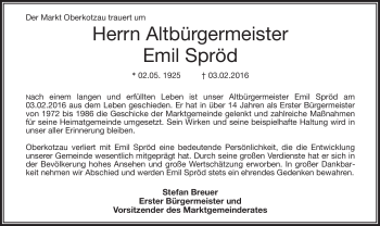 Traueranzeige von Emil Spröd von Frankenpost