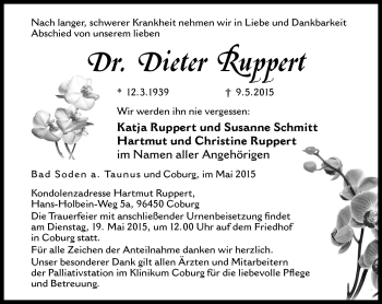Traueranzeige von Dieter Ruppert von Neue Presse Coburg
