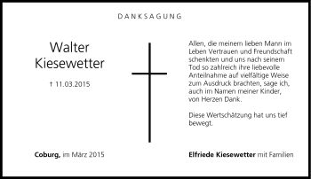 Traueranzeige von Walter Kiesewetter von Neue Presse Coburg