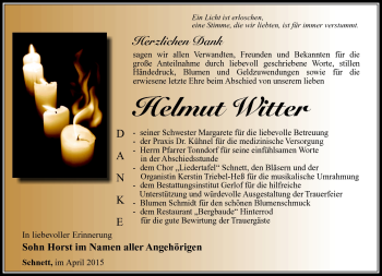 Traueranzeige von Helmut Witter von Südthüringer Presse