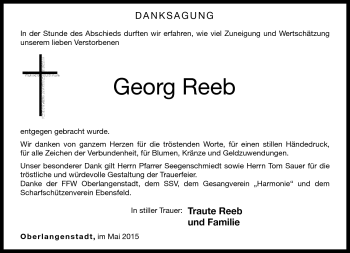 Traueranzeige von Georg Reeb von Neue Presse Coburg