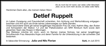 Traueranzeige von Detlef Ruppelt von Südthüringer Presse