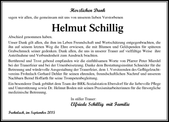 Traueranzeige von Helmut Schillig von Neue Presse Coburg