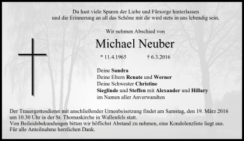 Traueranzeige von Michael Neuber von Neue Presse Coburg