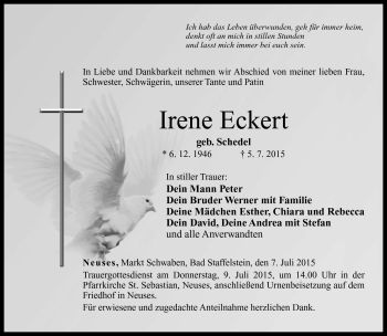 Traueranzeige von Irene Eckert von Neue Presse Coburg