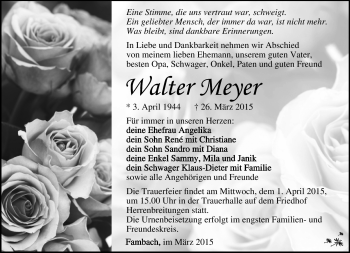 Traueranzeige von Walter Meyer von Südthüringer Presse