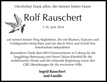 Traueranzeige von Rolf Rauschert von Neue Presse Coburg