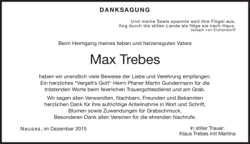 Traueranzeige von Max Trebes von Neue Presse Coburg