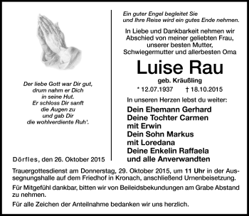 Traueranzeige von Luise Rau von Neue Presse Coburg