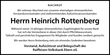 Traueranzeige von Heinrich Rottenberg von Neue Presse Coburg