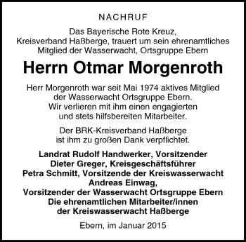 Traueranzeige von Otmar Morgenroth von Neue Presse Coburg