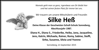 Traueranzeige von Silke Heß von Südthüringer Presse