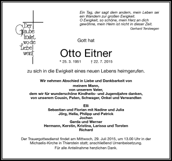 Traueranzeige von Otto Eitner von Frankenpost