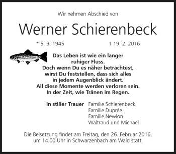 Traueranzeige von Werner Schierenbeck von Neue Presse Coburg