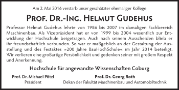Traueranzeige von Helmut Gudehus von Neue Presse Coburg