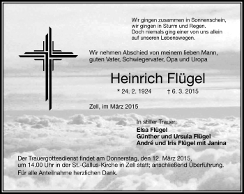 Traueranzeige von Heinrich Flügel von Frankenpost