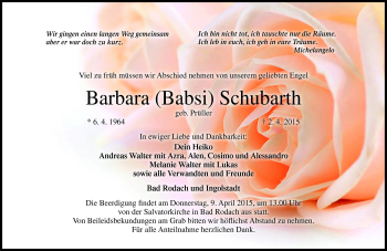 Traueranzeige von Barbara Schubarth von Neue Presse Coburg
