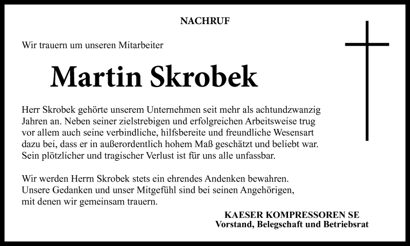  Traueranzeige für Martin Skrobek vom 19.08.2015 aus Neue Presse Coburg
