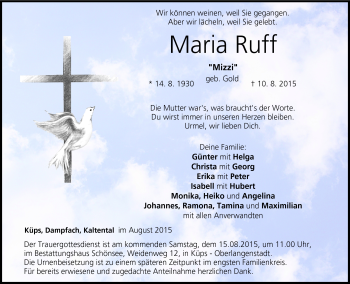 Traueranzeige von Maria Ruff von Neue Presse Coburg