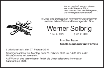 Traueranzeige von Werner Sobirg von Neue Presse Coburg