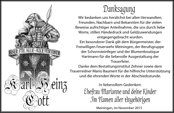 Traueranzeige von Karl-Heinz Cott von Südthüringer Presse