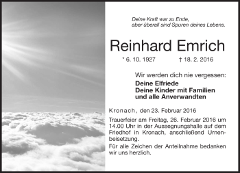 Traueranzeige von Reinhard Emrich von Neue Presse Coburg