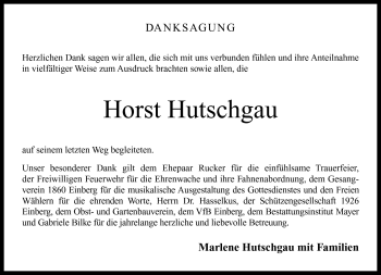 Traueranzeige von Horst Hutschgau von Neue Presse Coburg