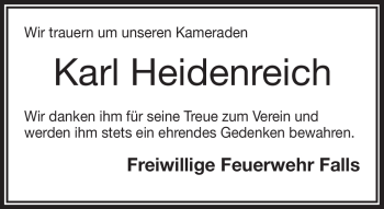 Traueranzeige von Karl Heidenreich von Frankenpost
