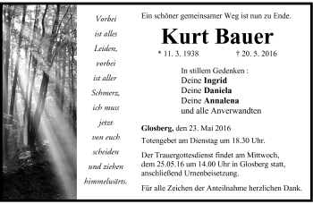 Traueranzeige von Kurt Bauer von Neue Presse Coburg