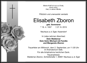 Traueranzeige von Elisabeth Zboron von Frankenpost