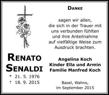 Traueranzeige von Renato Senaldi von Südthüringer Presse