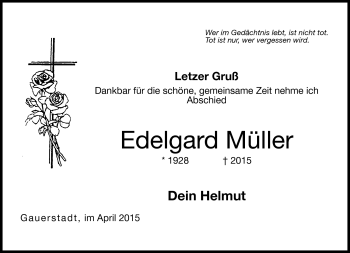 Traueranzeige von Edelgard Müller von Neue Presse Coburg
