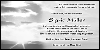 Traueranzeige von Sigird Müller von Neue Presse Coburg