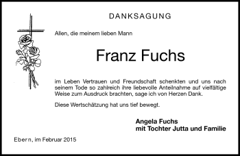 Traueranzeige von Franz Fuchs von Neue Presse Coburg