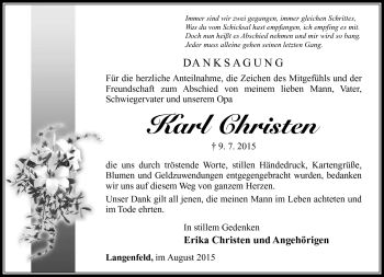 Traueranzeige von Karl Christen von Südthüringer Presse