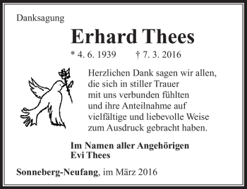 Traueranzeige von Erhard Thees von Südthüringer Presse