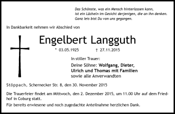 Traueranzeige von Engelbert Langguth von Neue Presse Coburg