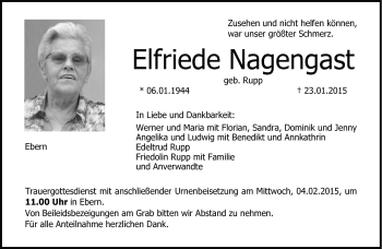Traueranzeige von Elfriede Nagengast von Neue Presse Coburg