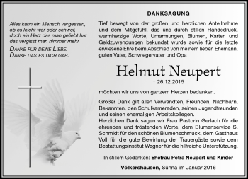 Traueranzeige von Helmut Neupert von Südthüringer Presse