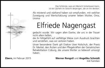 Traueranzeige von Elfriede Nagengast von Neue Presse Coburg