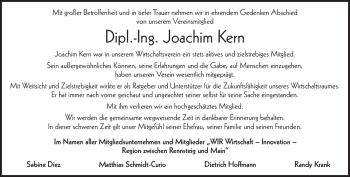 Traueranzeige von Joachim Kern von Südthüringer Presse
