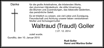 Traueranzeige von Waltraud Goller von Frankenpost