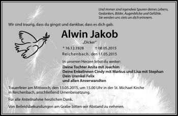 Traueranzeige von Alwin Jakob von Neue Presse Coburg