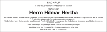 Traueranzeige von Hilmar Hertha von Neue Presse Coburg