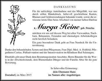 Traueranzeige von Marga Heine von Südthüringer Presse