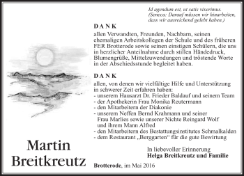 Traueranzeige von MArtin Breitkreutz von Südthüringer Presse