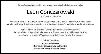 Traueranzeige von Leon Gonczarowski von Frankenpost